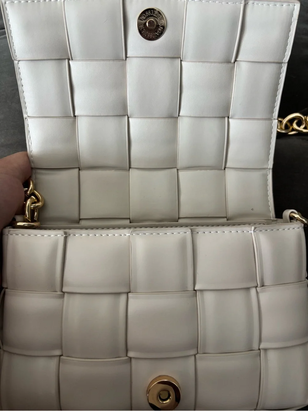 Woven Padded Clutch in Soft Cream